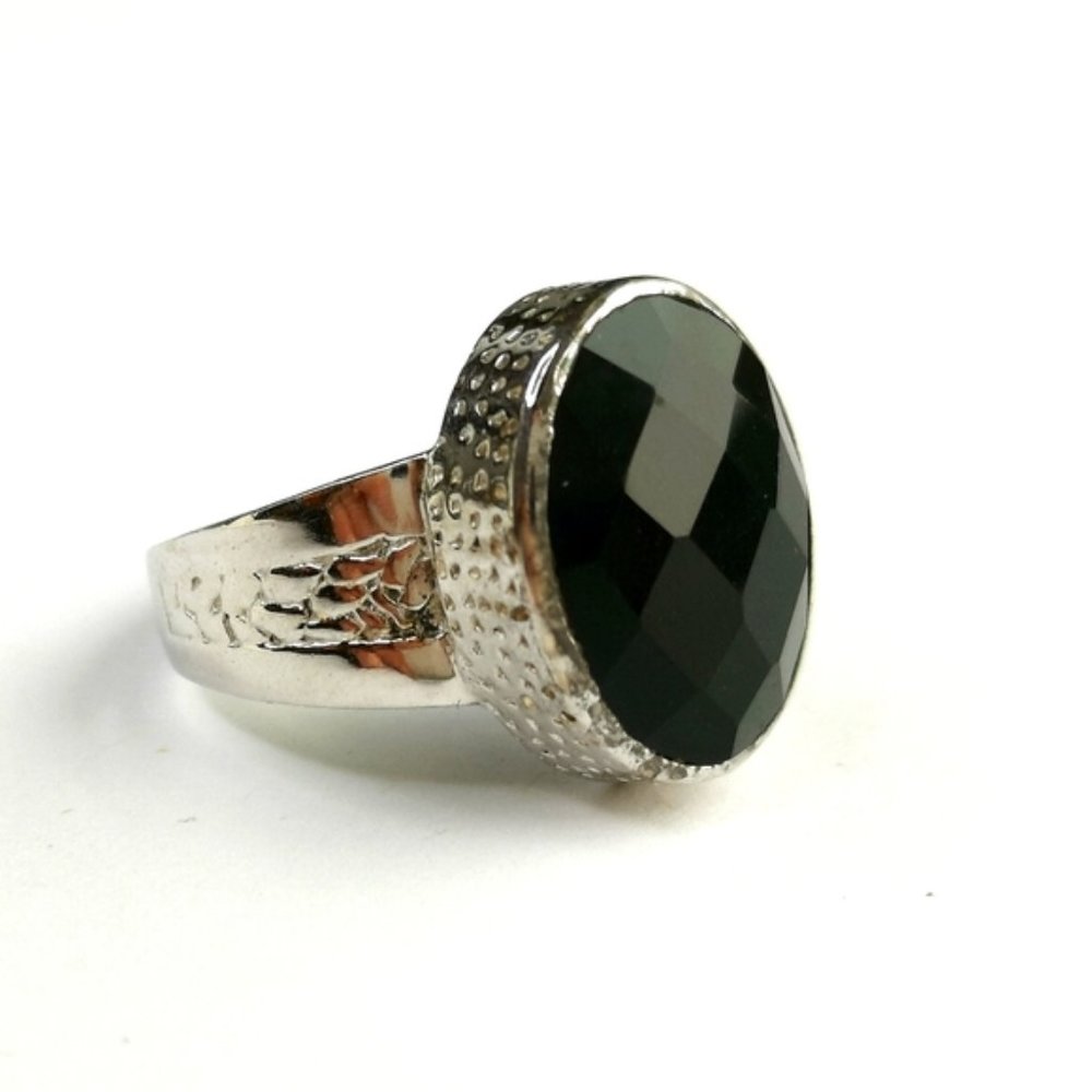 New, sterling silver black onyx ring size 7